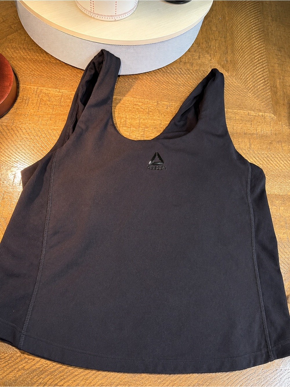Reebok Black Performance Tank with White Logo built in bra